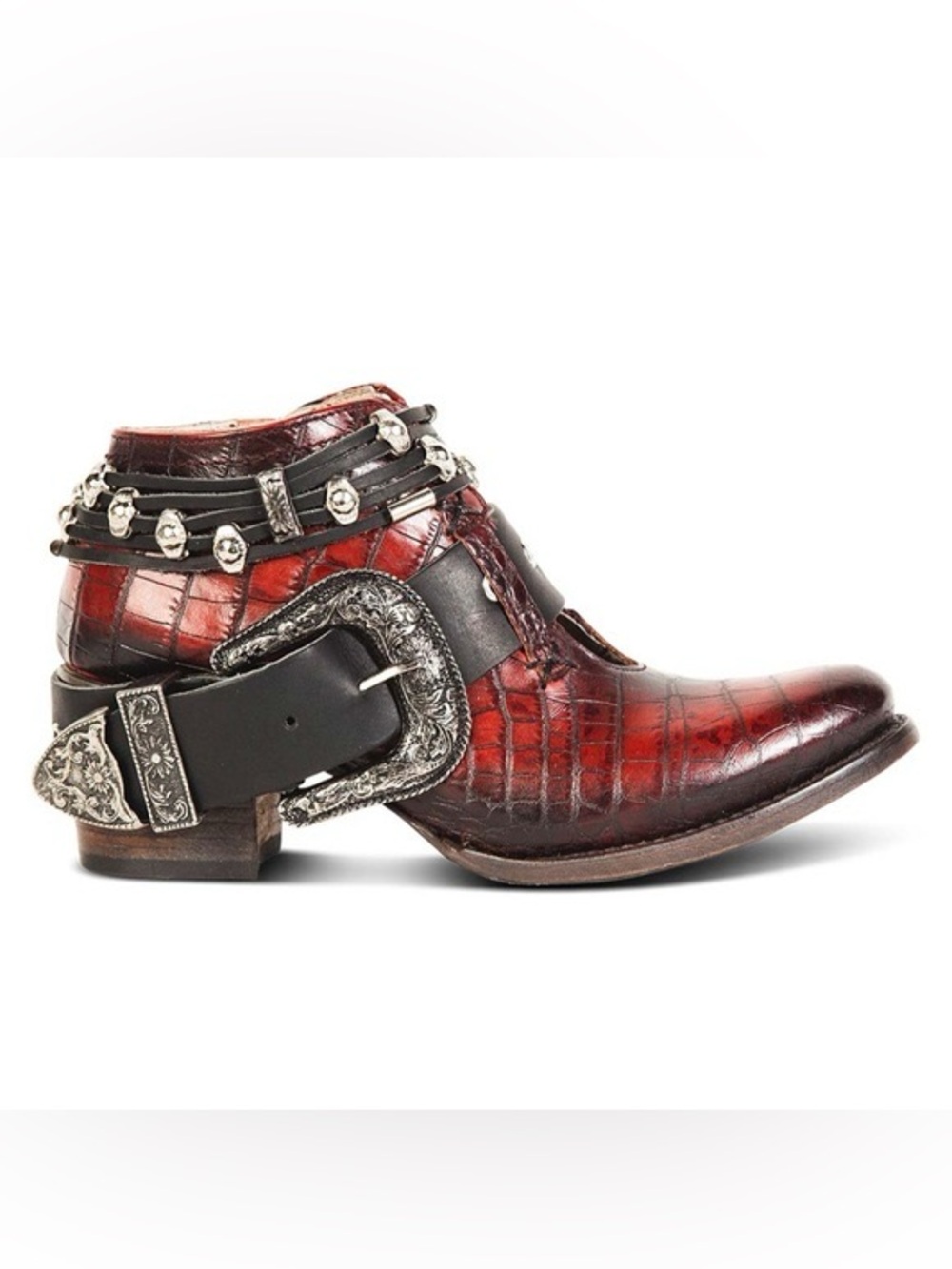 FREEBIRD by Steven Saloon Ankle Boots Red Leather Booties Size 7